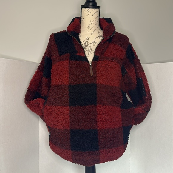 Elodie | Red & Black Pull Over Sweater 1/4 Zip | Size XS - Picture 7 of 12